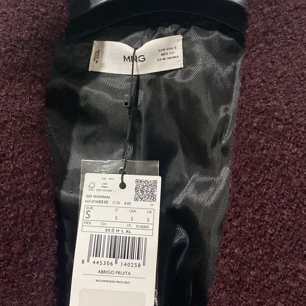 New with tag Mango burgundy Coat - Picture 9 of 16